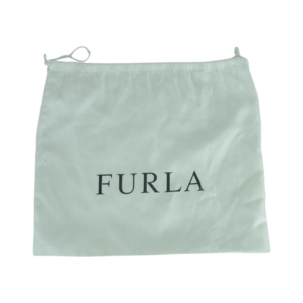 Furla フルラ スタッズ メトロポリス レザー ショルダー バッグ イタリア製 ベージュ系 ブラック系【中古】