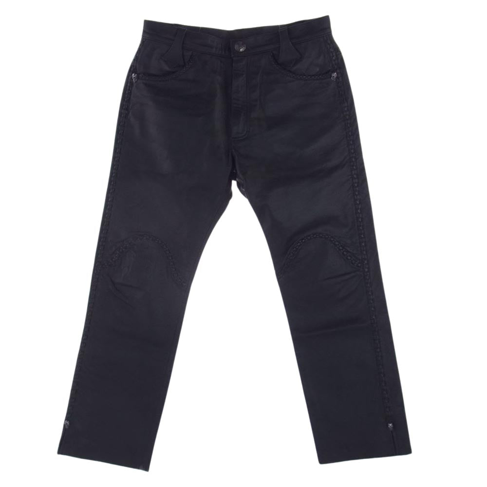 GABOR ガボール スティングレイレザー Gクラウンインレイ スカル レザー パンツ ブラック系 サイズ表記無【中古】