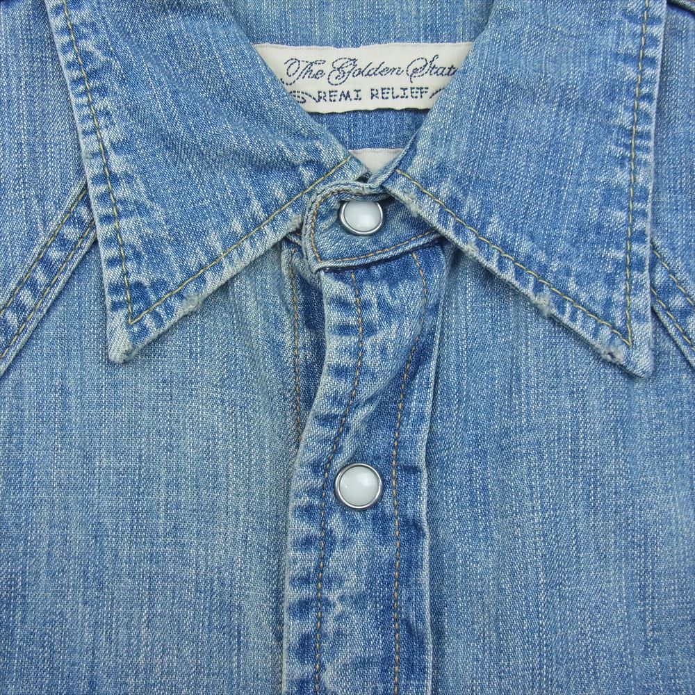 REMI RELIEF レミレリーフ デニム ウエスタン シャツ インディゴブルー系 S【中古】
