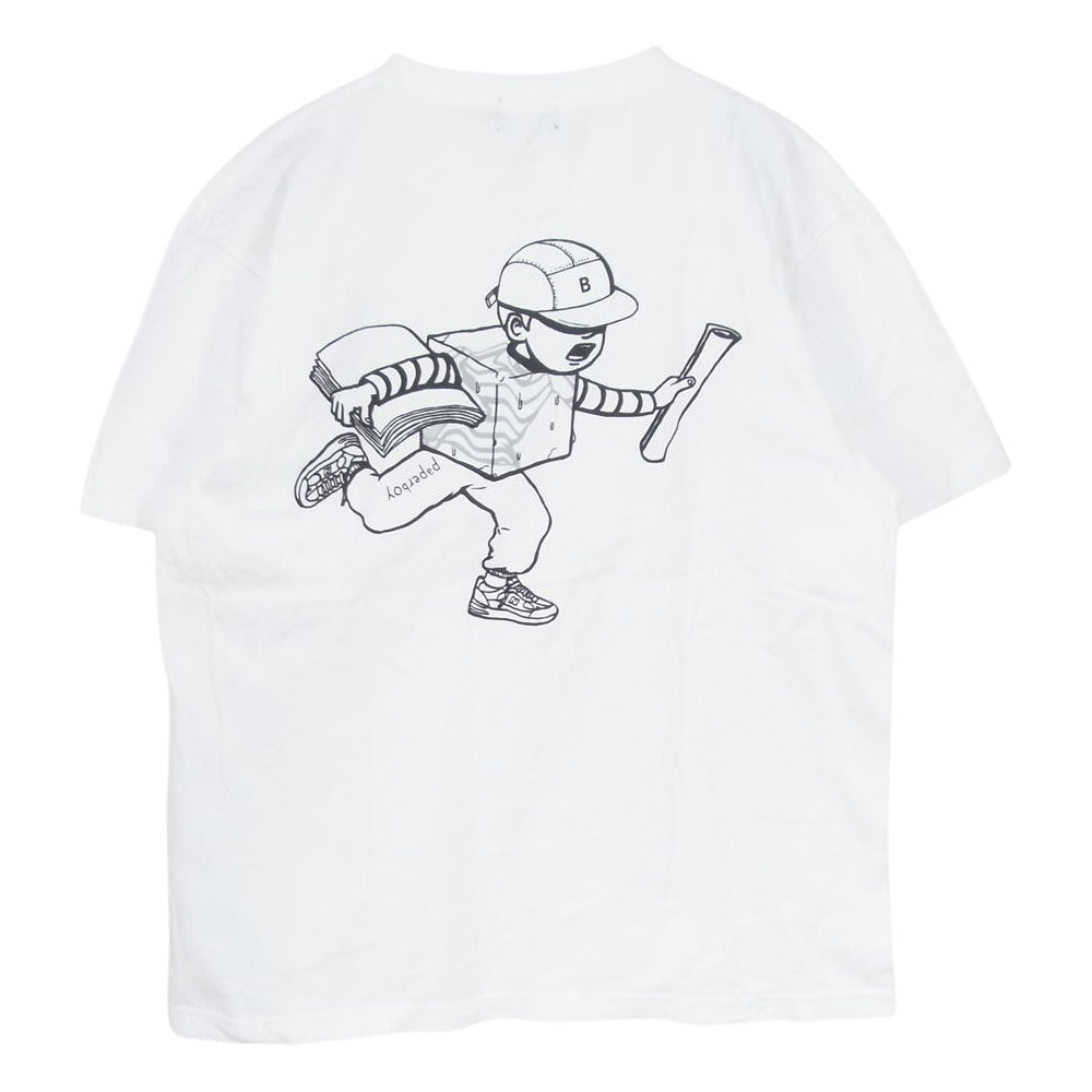BEAMS ビームス × PAPERBOY ペーパーボーイ ICE アイス ロゴ Tシャツ ホワイト系 XL【中古】