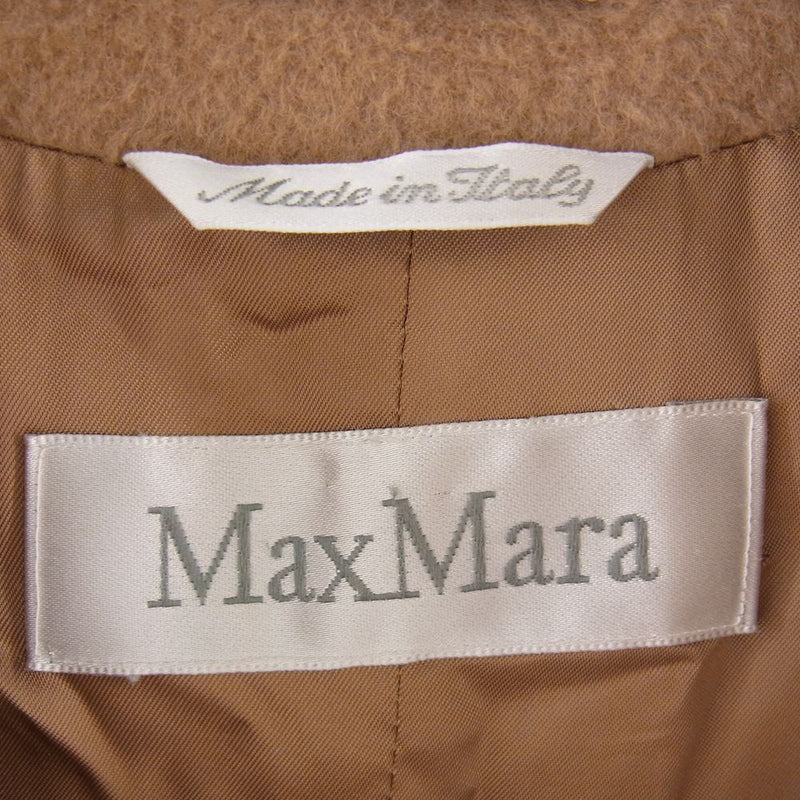 MAX MARA マックスマーラ 73136 白タグ イタリア製 ピュアキャメル ショールカラー ロング コート ベージュ系 M【中古】