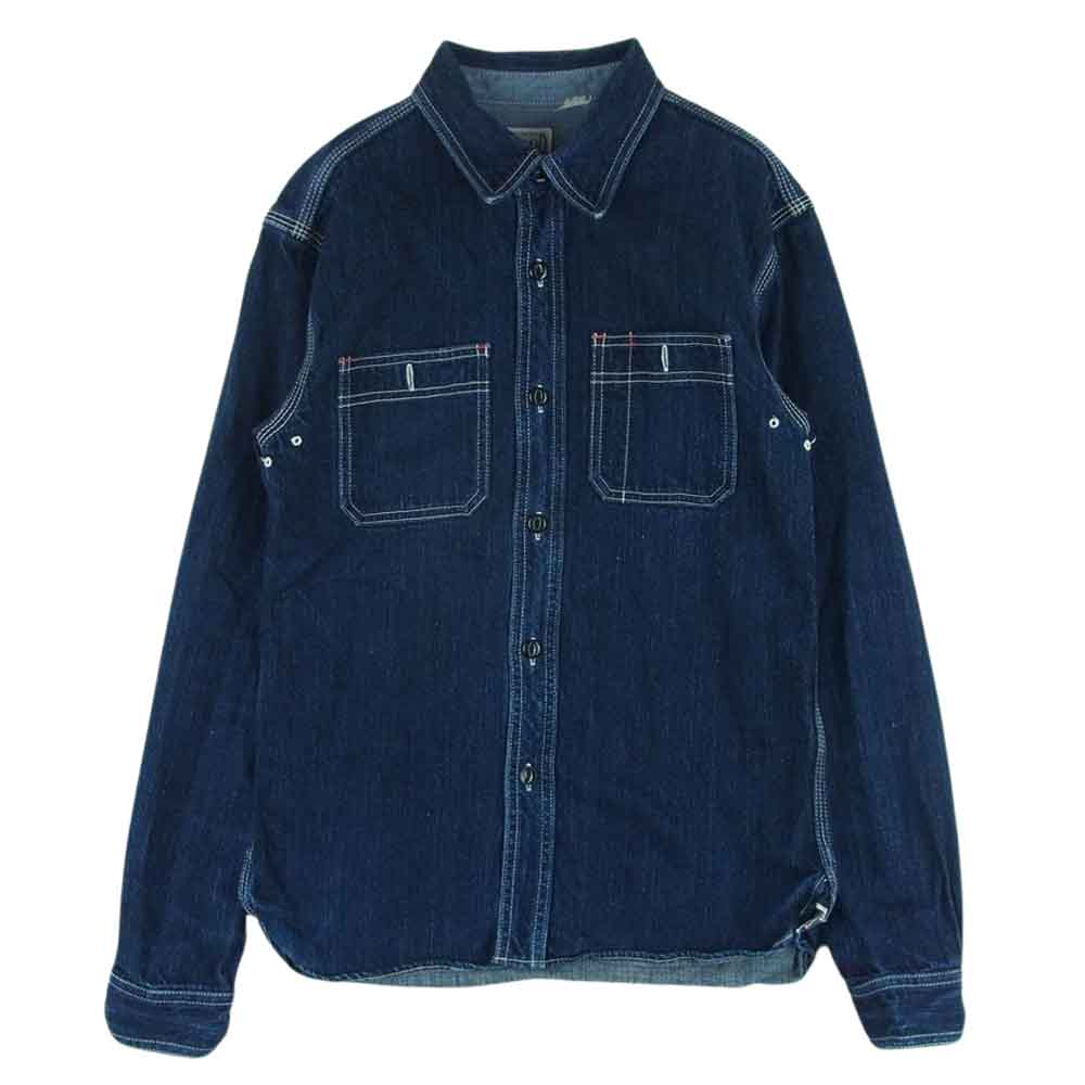 THE FLAT HEAD ザフラットヘッド 7010W DENIM WORK SHIRT デニム 長袖 ワーク シャツ インディゴブルー系 36【中古】