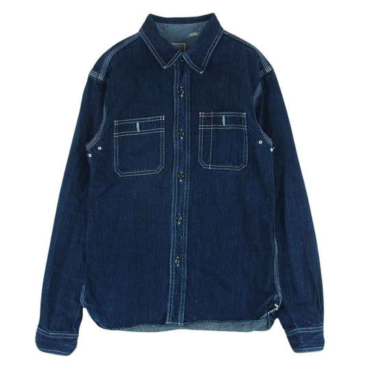 THE FLAT HEAD ザフラットヘッド 7010W DENIM WORK SHIRT デニム 長袖 ワーク シャツ インディゴブルー系 36【中古】