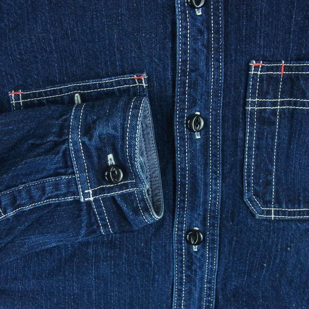 THE FLAT HEAD ザフラットヘッド 7010W DENIM WORK SHIRT デニム 長袖 ワーク シャツ インディゴブルー系 36【中古】