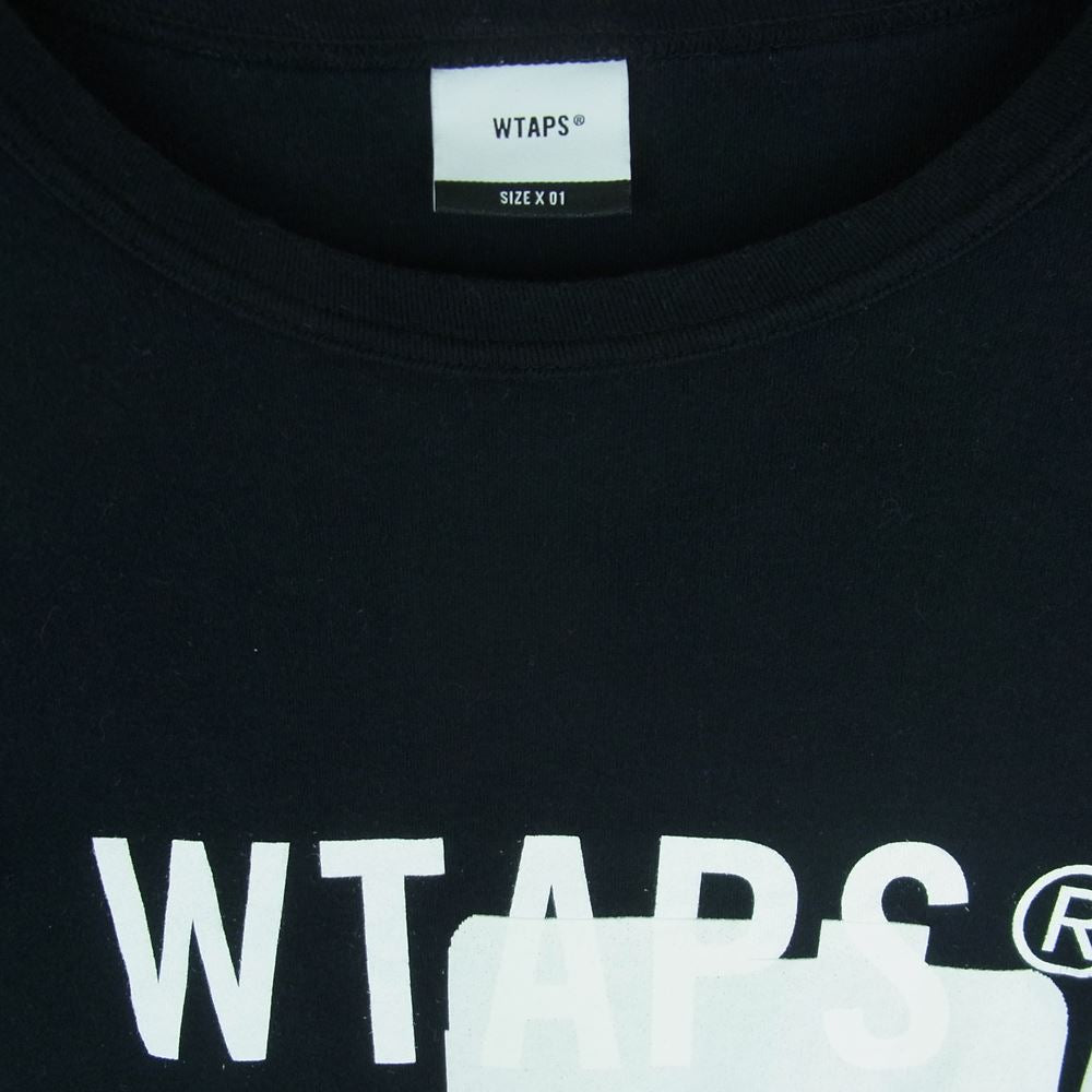 WTAPS ダブルタップス 19AW 192ATDT-CSM12 SIDE EFFECT LS TEE COTTON サイド エフェクト ロングスリーブ Tシャツ ブラック系 01【中古】