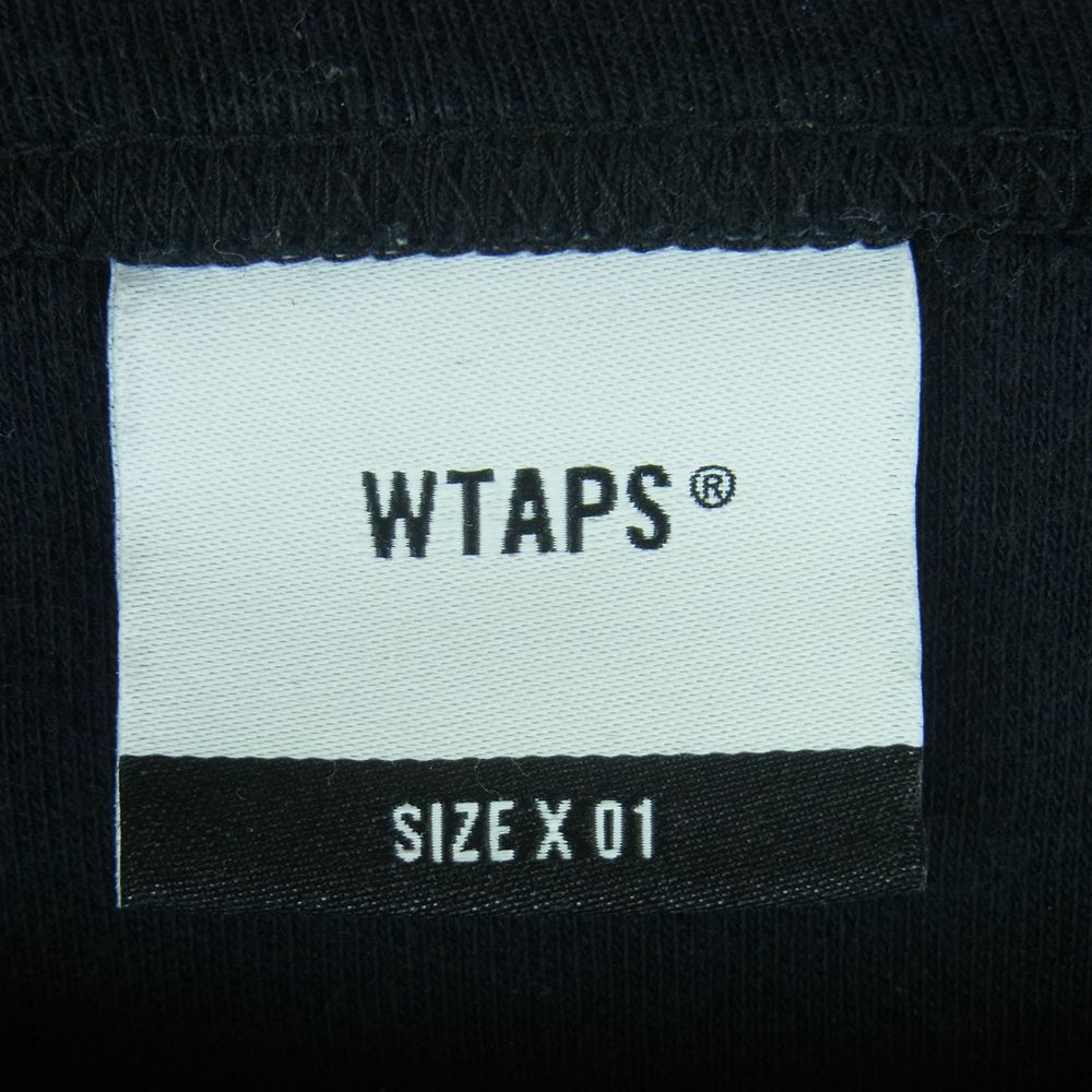 WTAPS ダブルタップス 19AW 192ATDT-CSM12 SIDE EFFECT LS TEE COTTON サイド エフェクト ロングスリーブ Tシャツ ブラック系 01【中古】
