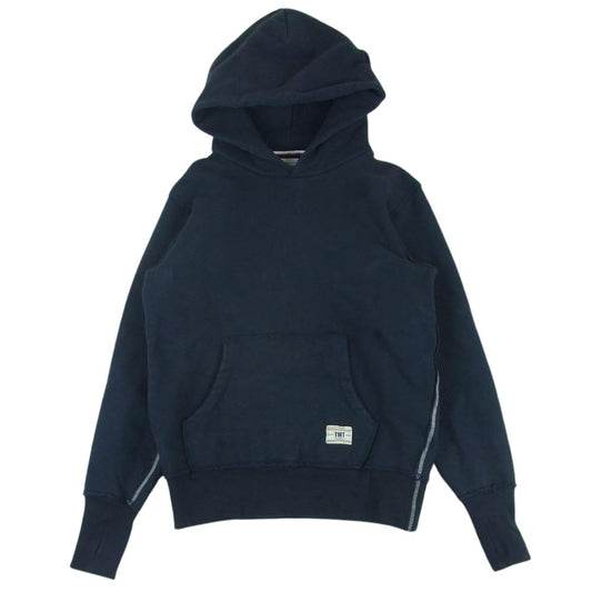 TMT ティーエムティー 20AW HIGH STRETCH HEAVY ダメージ加工 プルオーバー パーカー 日本製 ダークネイビー系 L【中古】