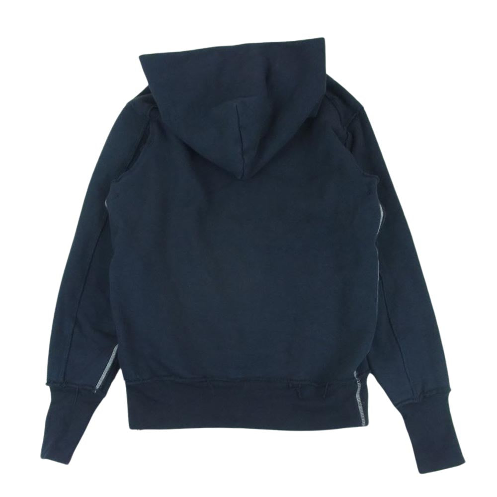 TMT ティーエムティー 20AW HIGH STRETCH HEAVY ダメージ加工 プルオーバー パーカー 日本製 ダークネイビー系 L【中古】