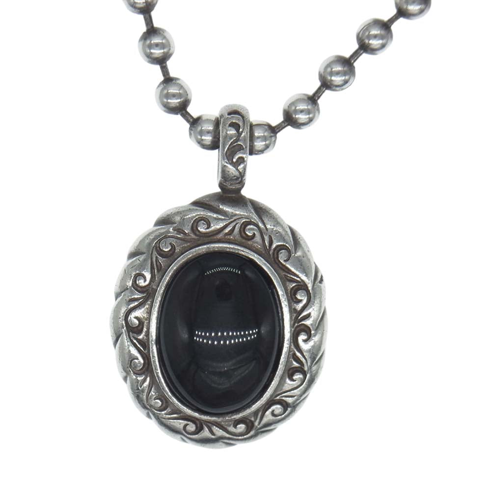 SAAD サード 石付き ペンダントトップ ネックチェーン ネックレス シルバー系 ブラック系【中古】