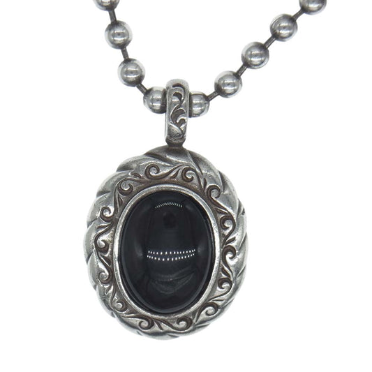 SAAD サード 石付き ペンダントトップ ネックチェーン ネックレス シルバー系 ブラック系【中古】