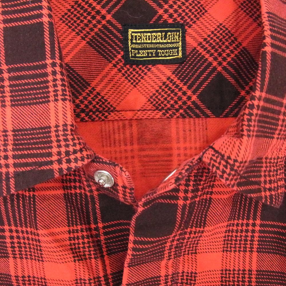 TENDERLOIN テンダーロイン T-PRINT FLANNEL プリント フランネル チェック シャツ レッド系 S【中古】