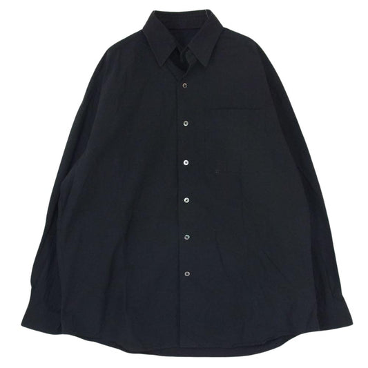 PORTER CLASSIC ポータークラシック PC GOLD SHIRT 2WAY COLLAR タイプライタークロス 襟着脱可能 レギュラー ノーカラー 長袖 シャツ ブラック系 1【中古】