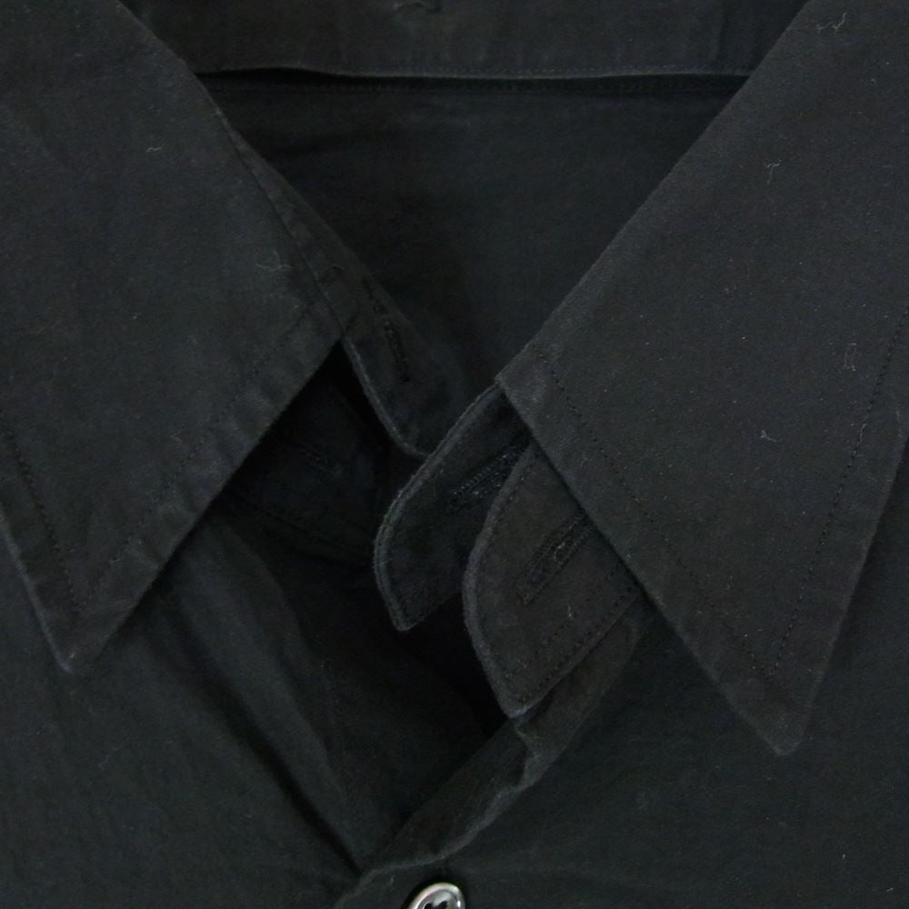 PORTER CLASSIC ポータークラシック PC GOLD SHIRT 2WAY COLLAR タイプライタークロス 襟着脱可能 レギュラー ノーカラー 長袖 シャツ ブラック系 1【中古】