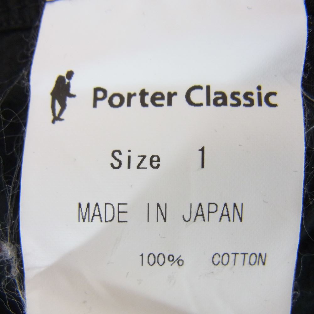 PORTER CLASSIC ポータークラシック PC GOLD SHIRT 2WAY COLLAR タイプライタークロス 襟着脱可能 レギュラー ノーカラー 長袖 シャツ ブラック系 1【中古】