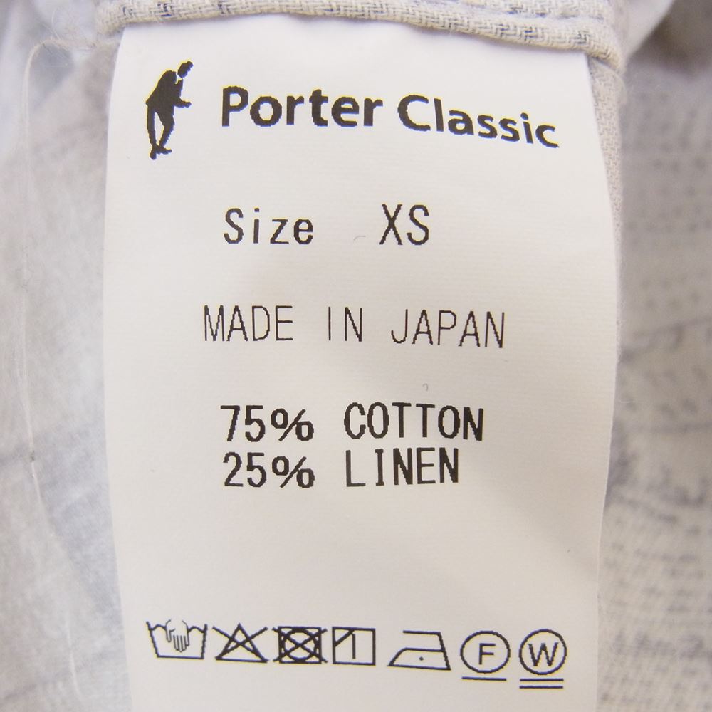 PORTER CLASSIC ポータークラシック 21SS MONSIEUR KURATA COTTON LINEN SHORT SLEEVE SHIRT ムッシュクラタ コットンリネン ショートスリーブ シャツ XS【中古】