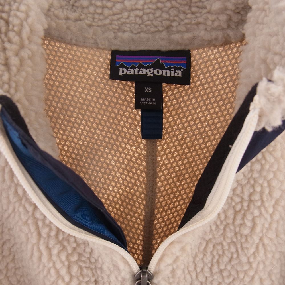 patagonia パタゴニア Classic Retro-X Jacket クラシック レトロX ボア フリース ジャケット  オフホワイト系 ネイビー系 XS【中古】