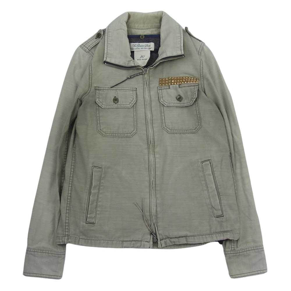 REMI RELIEF レミレリーフ 裏地着脱可能ブランケット付き スタッズ ブルゾン ジャケット カーキ系 S【中古】