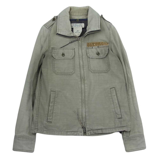 REMI RELIEF レミレリーフ 裏地着脱可能ブランケット付き スタッズ ブルゾン ジャケット カーキ系 S【中古】