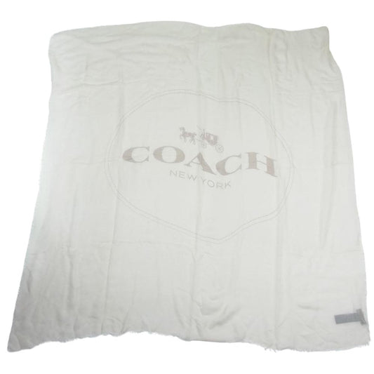 COACH コーチ ロゴデザイン モーダル カシミア 大判 ストール ベージュ系【中古】