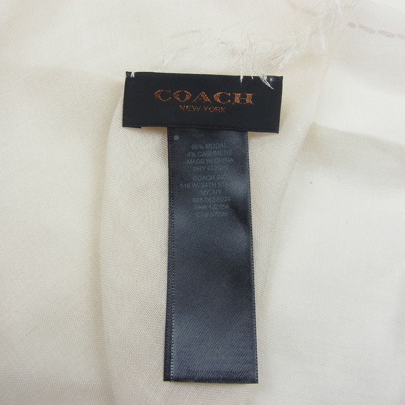 COACH コーチ ロゴデザイン モーダル カシミア 大判 ストール ベージュ系【中古】