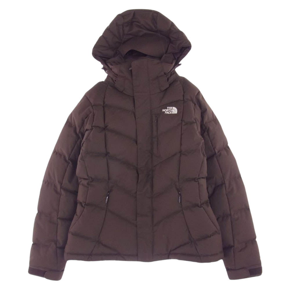 THE NORTH FACE ノースフェイス F09PA03 国内正規品 ハウンドトゥース キルティング フード付き ダウンジャケット ブラウン系 S【中古】