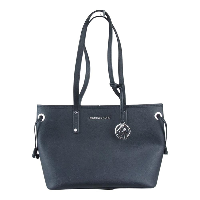 Michael Kors マイケルコース ロゴ レザー トート ハンド バッグ ブラック系【中古】