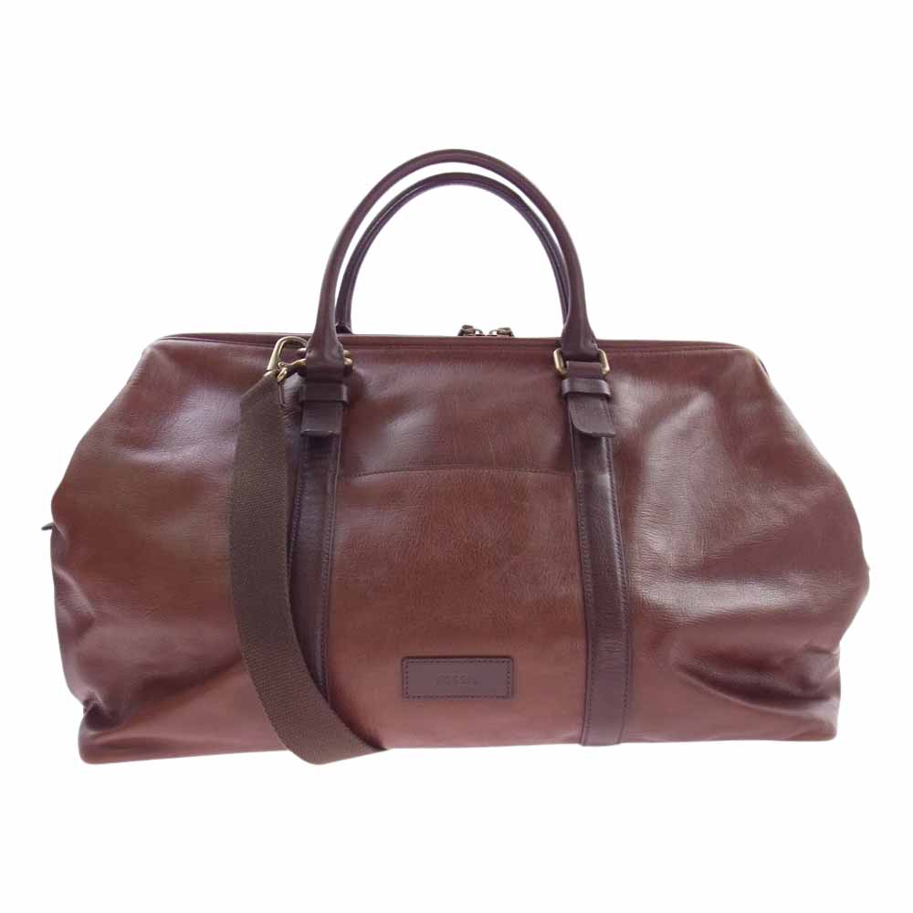 FOSSIL フォッシル 2WAY レザー ドクター バッグ ブラウン系【中古】