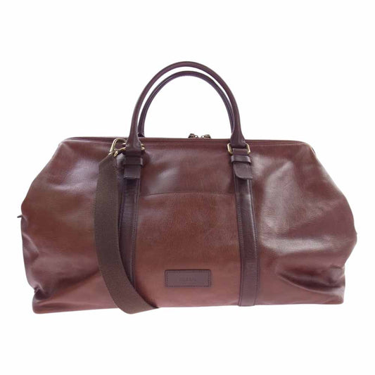FOSSIL フォッシル 2WAY レザー ドクター バッグ ブラウン系【中古】