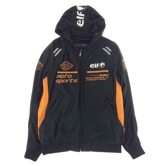エルフ MOTO SPORTS モトスポーツ ライダースジャケット バイクジャケット ブラック系 オレンジ系 L【中古】