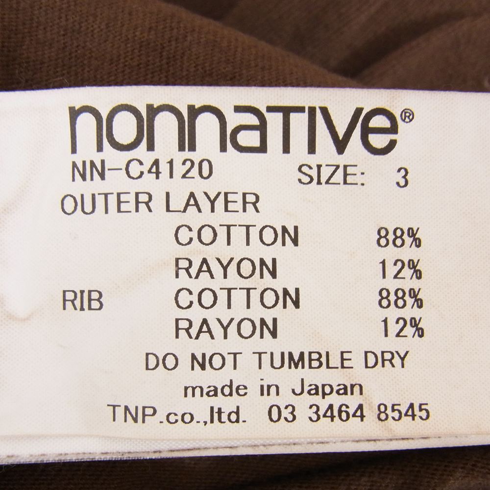 nonnative ノンネイティブ DWL L/S TEE COTTON HEAVYWEIGHT JERSEY OVERDYED VW ロングスリーブ Tシャツ ブラウン系 3【中古】