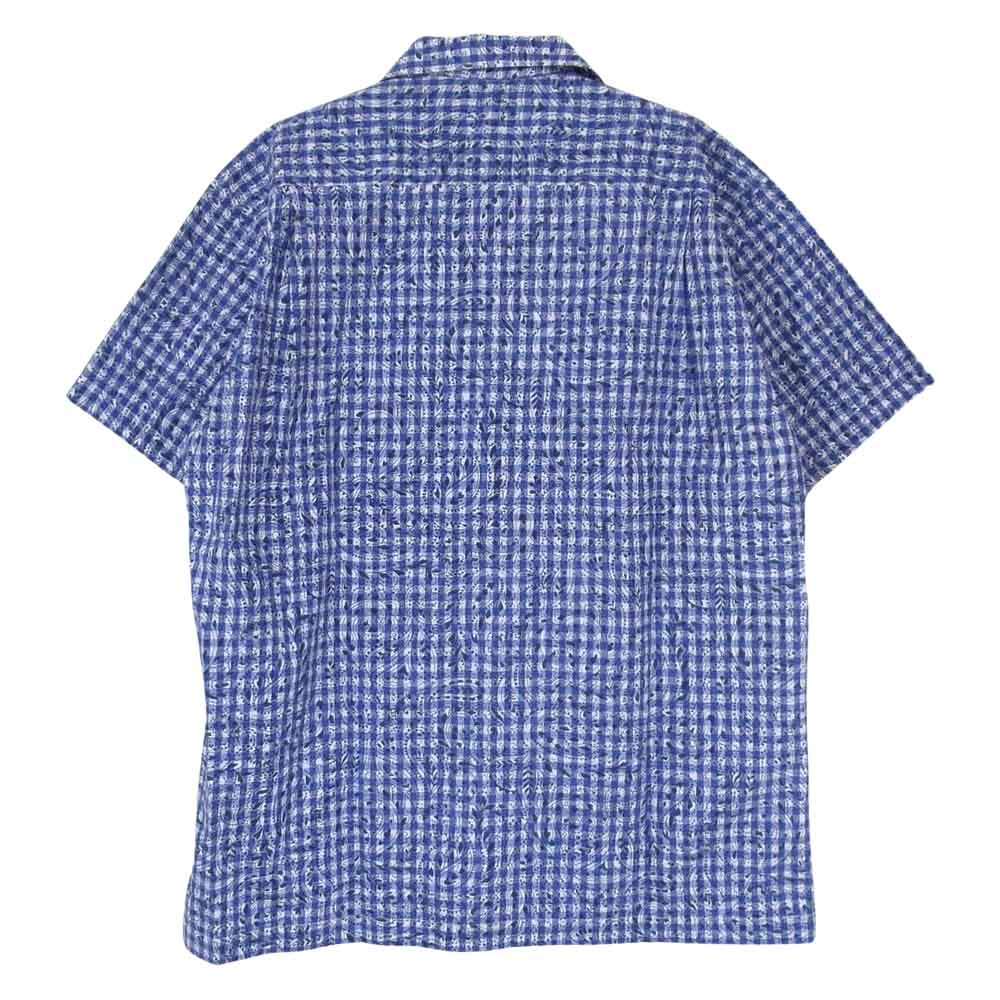 COMME des GARCONS コムデギャルソン SHIRT フランス製 S20088 オープンカラー シャツ ペイズリー ギンガムチェック 切替 半袖 ブルー系 ホワイト系 S【中古】