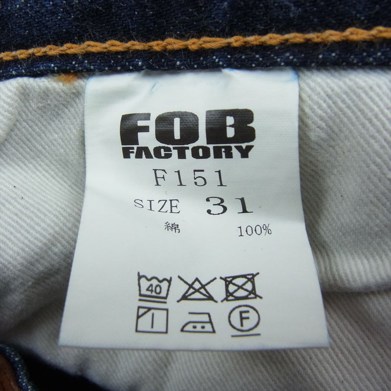 FOB FACTORY エフオービーファクトリー F151 TIGHT STRAIGHT DENIM デニム パンツ インディゴブルー系 31【中古】