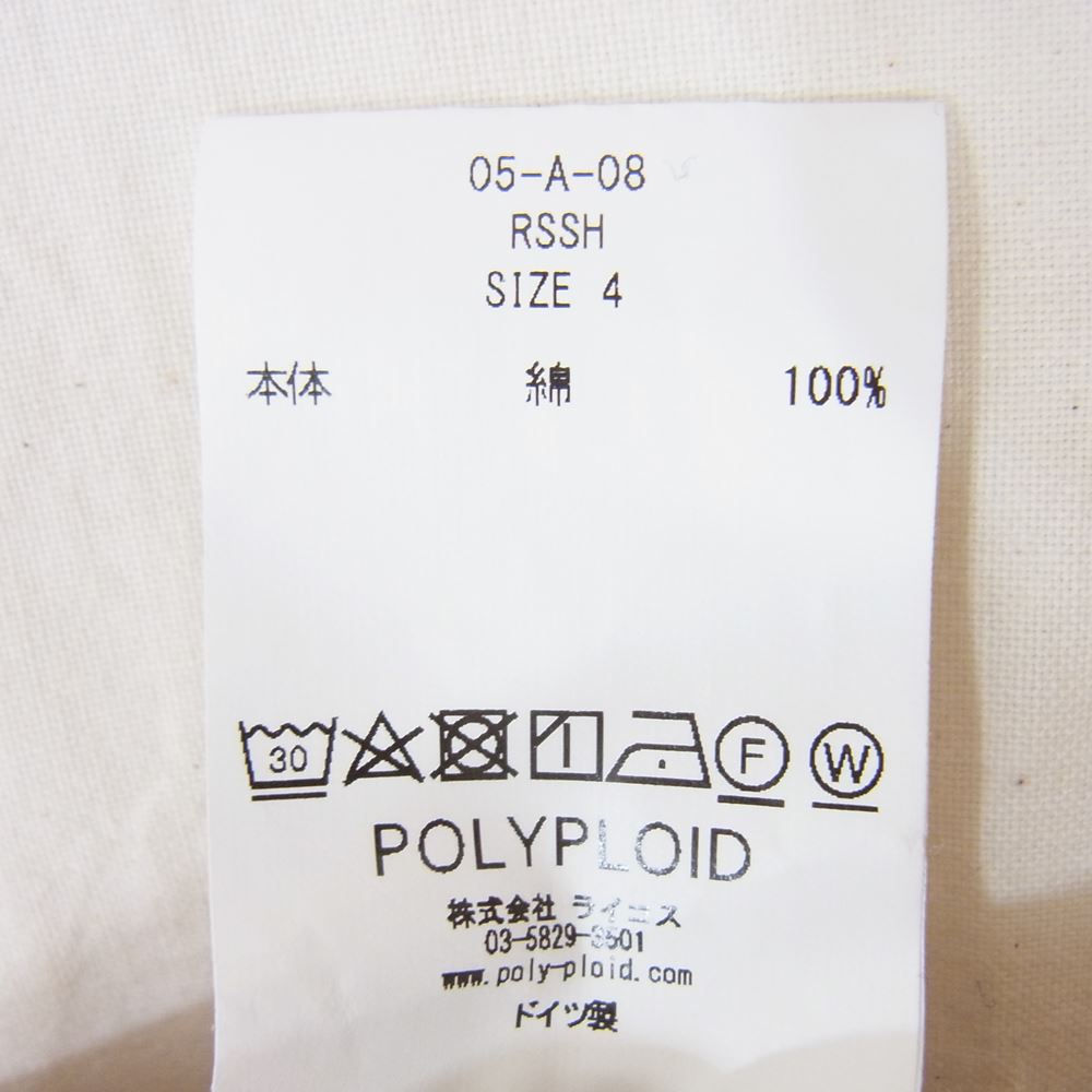 ポリプロイド 05-A-08 RAGLAN STAND COLLAR SHIRT A ラグラン スタンドカラー シャツ 長袖 オフホワイト系 4【中古】
