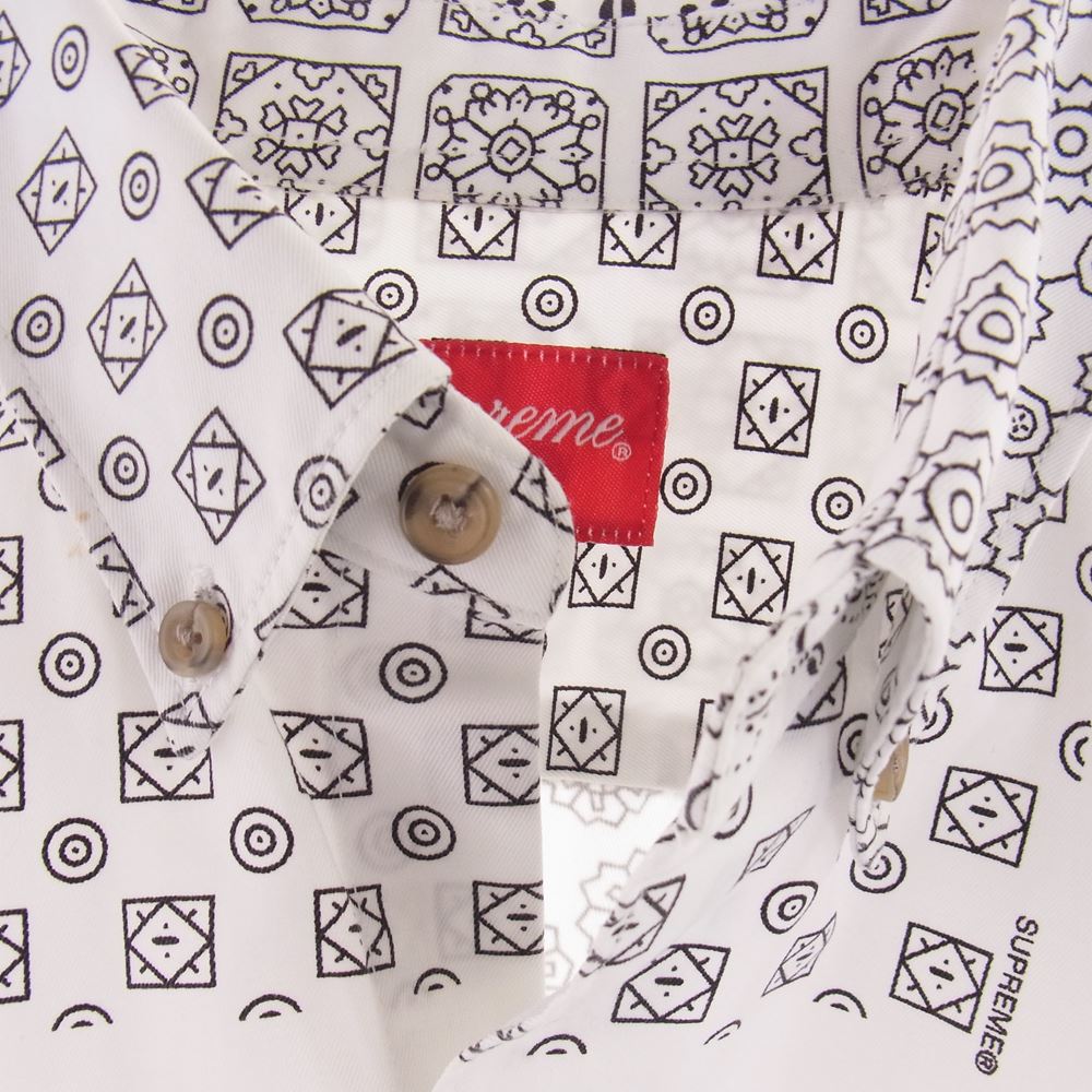 Supreme シュプリーム 20SS Paisley Grid Shirt ペイズリー 長袖 シャツ ホワイト系 S【中古】
