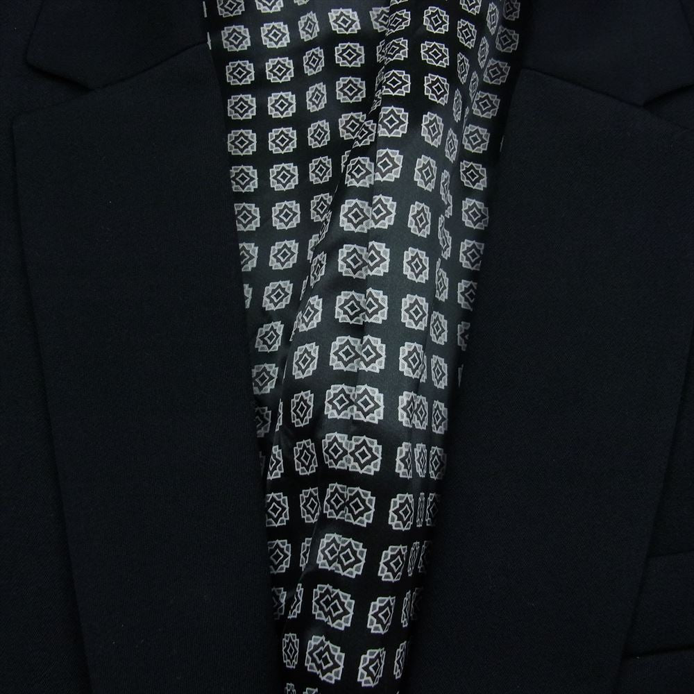 NUMBER(N)INE ナンバーナイン 04SS DREAM期 ドリーム期 裏地小紋柄 フリンジ加工 テーラード ジャケット  ブラック系 2【美品】【中古】