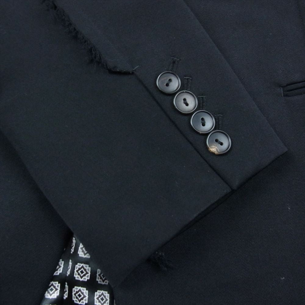 NUMBER(N)INE ナンバーナイン 04SS DREAM期 ドリーム期 裏地小紋柄 フリンジ加工 テーラード ジャケット  ブラック系 2【美品】【中古】