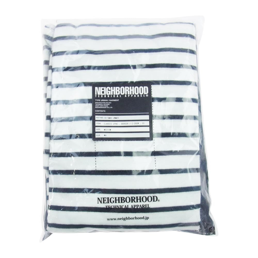 NEIGHBORHOOD ネイバーフッド 15SS 151TMNH-UWM05  CLASSIC ２PAC BORDER C-CREW SS パック Tシャツ ボーダー  ホワイト系 M【新古品】【未使用】【中古】