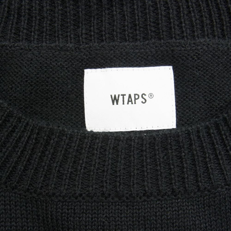 WTAPS ダブルタップス 18AW CREW SWEATER ロゴ クルーネック ニット セーター ブラック系 2【美品】【中古】