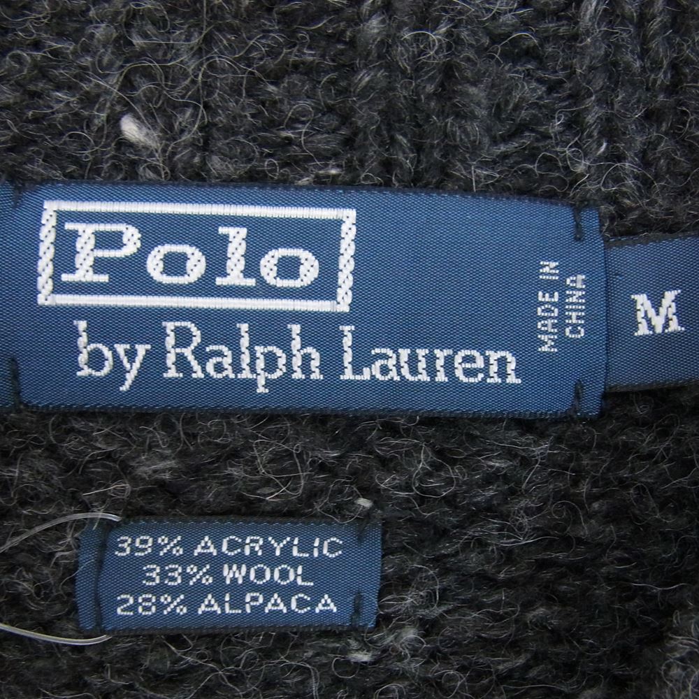 POLO RALPH LAUREN ポロ・ラルフローレン エルボーパッチ アルパカ混 Vネック ニット セーター グレー系 M【美品】【中古】