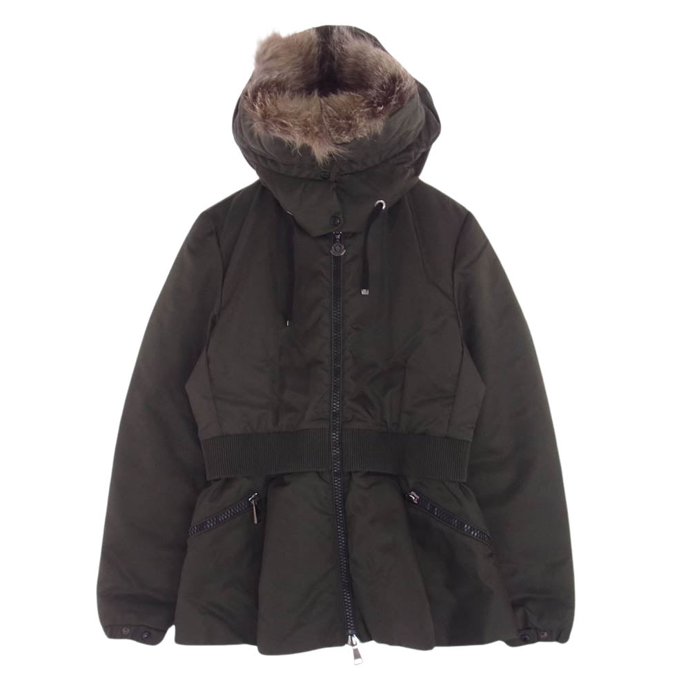 MONCLER モンクレール SAUMUR GIUBBOTTO 着脱可能ファーフード付き レイヤード ダウンジャケット カーキ系 3【中古】