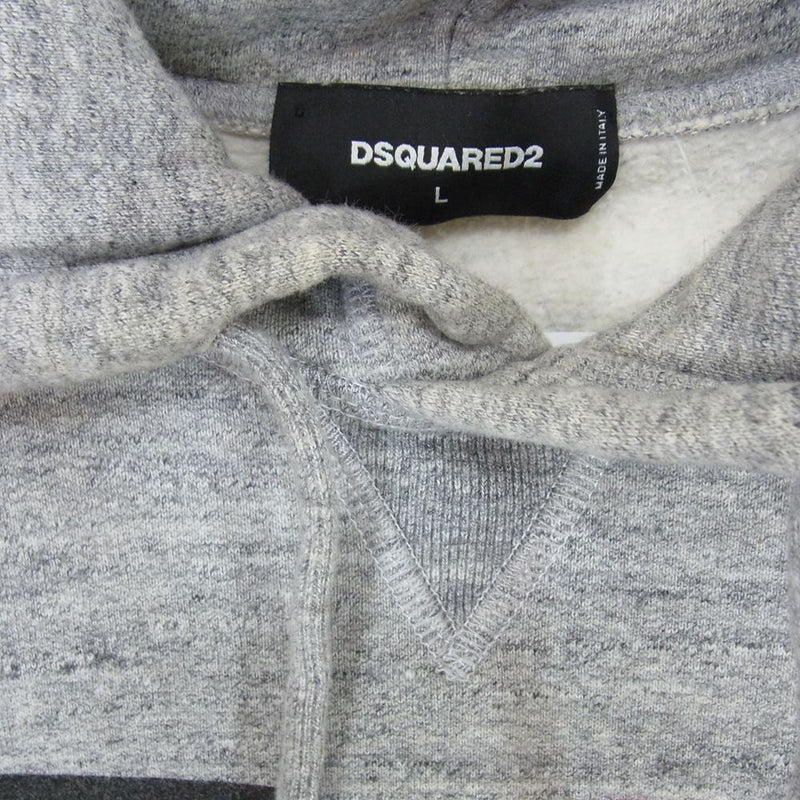 DSQUARED2 ディースクエアード 20SS S74GU0400 I LOVE D2 メッセージプリント ロゴ プルオーバー パーカー フーディ グレー系 L【中古】