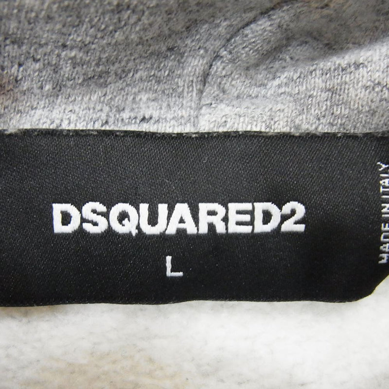 DSQUARED2 ディースクエアード 20SS S74GU0400 I LOVE D2 メッセージプリント ロゴ プルオーバー パーカー フーディ グレー系 L【中古】