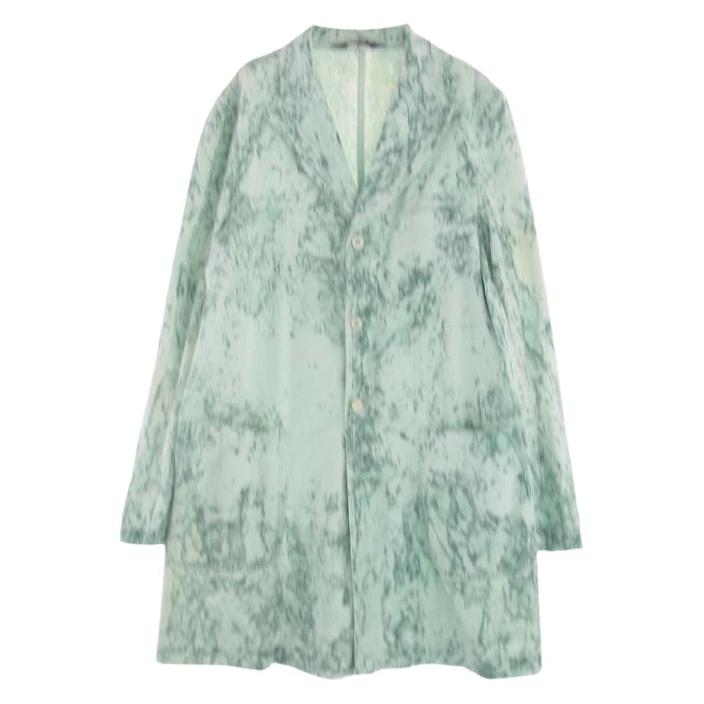 COMME des GARCONS HOMME PLUS コムデギャルソンオムプリュス AD2017 PA-J061 製品染め ブリーチ加工 ピークドラペル デニム コート ライトグリーン系 L【中古】