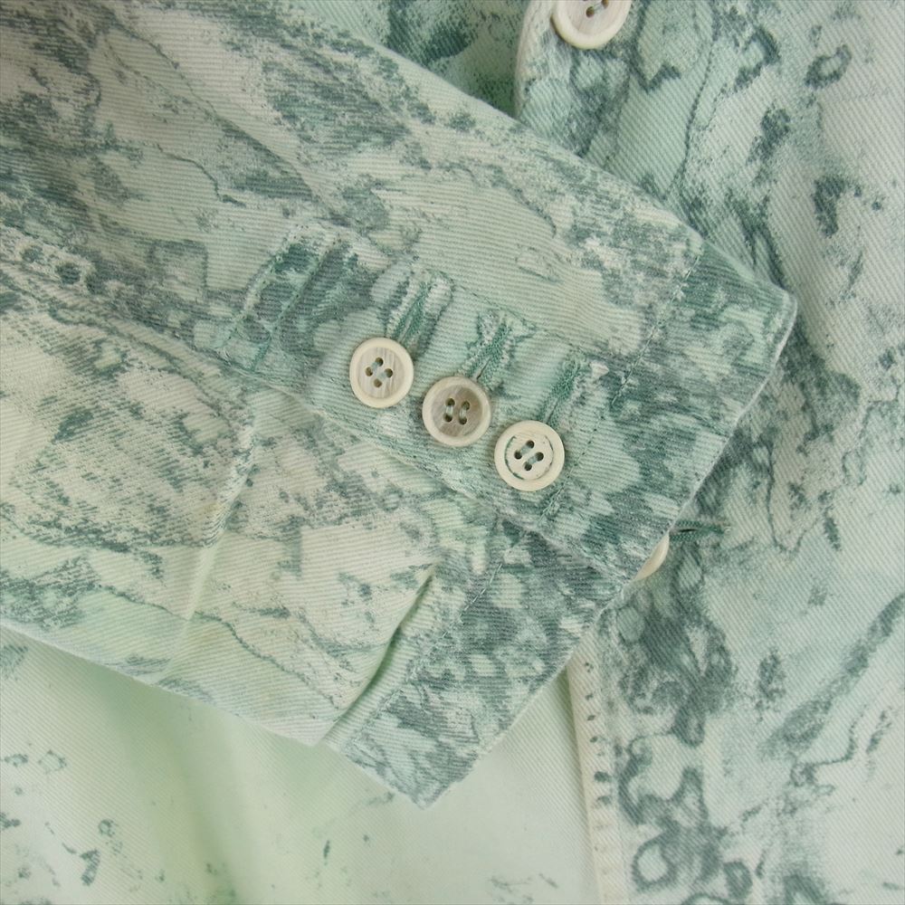 COMME des GARCONS HOMME PLUS コムデギャルソンオムプリュス AD2017 PA-J061 製品染め ブリーチ加工 ピークドラペル デニム コート ライトグリーン系 L【中古】