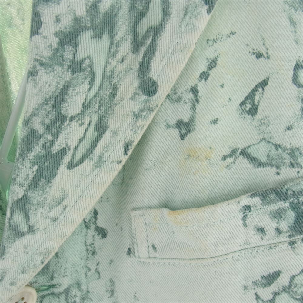 COMME des GARCONS HOMME PLUS コムデギャルソンオムプリュス AD2017 PA-J061 製品染め ブリーチ加工 ピークドラペル デニム コート ライトグリーン系 L【中古】