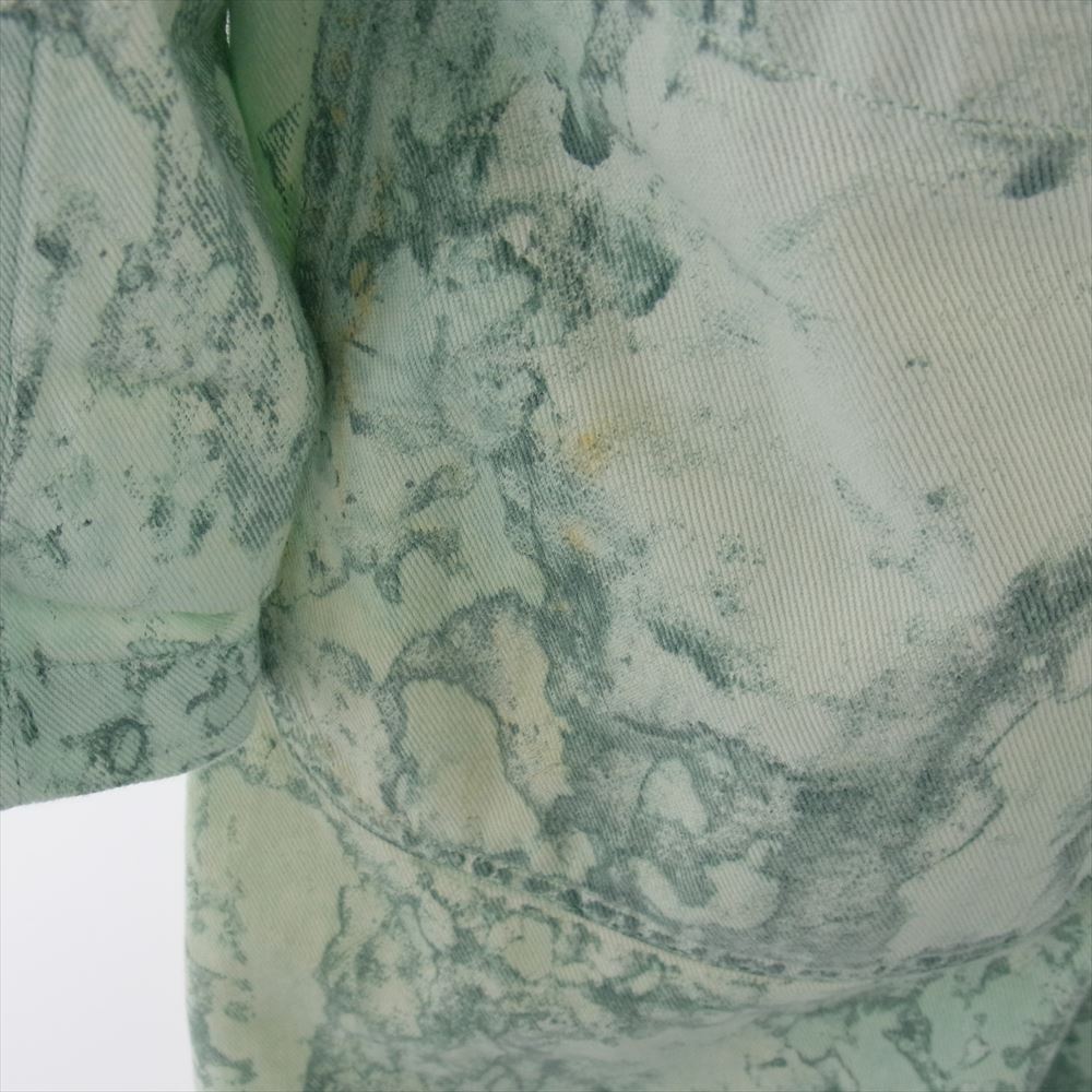 COMME des GARCONS HOMME PLUS コムデギャルソンオムプリュス AD2017 PA-J061 製品染め ブリーチ加工 ピークドラペル デニム コート ライトグリーン系 L【中古】