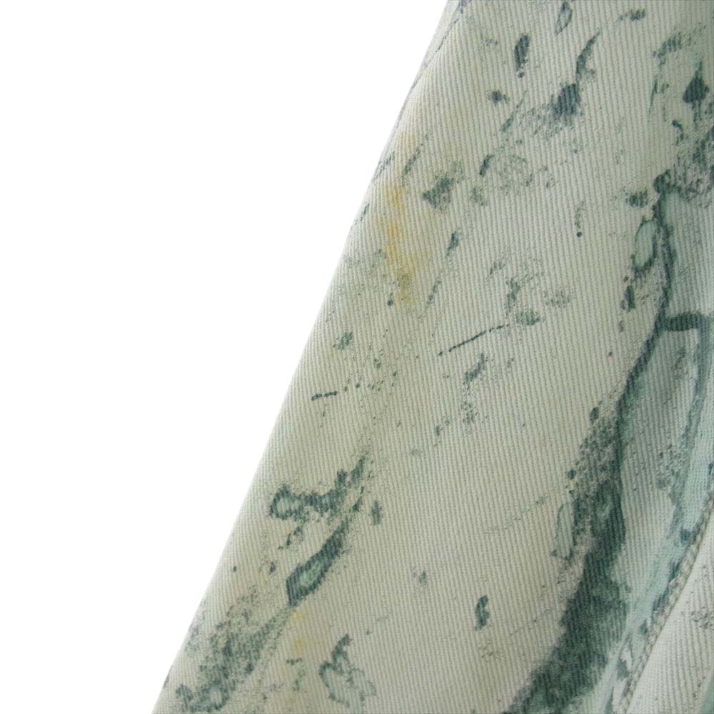 COMME des GARCONS HOMME PLUS コムデギャルソンオムプリュス AD2017 PA-J061 製品染め ブリーチ加工 ピークドラペル デニム コート ライトグリーン系 L【中古】