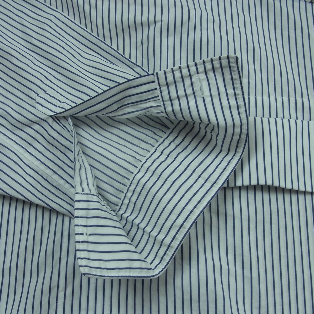 COMME des GARCONS コムデギャルソン FI--C001 SHIRT シャツ 綿ストライプ プルオーバー フーディ パーカー ネイビー系 ホワイト系 M【中古】