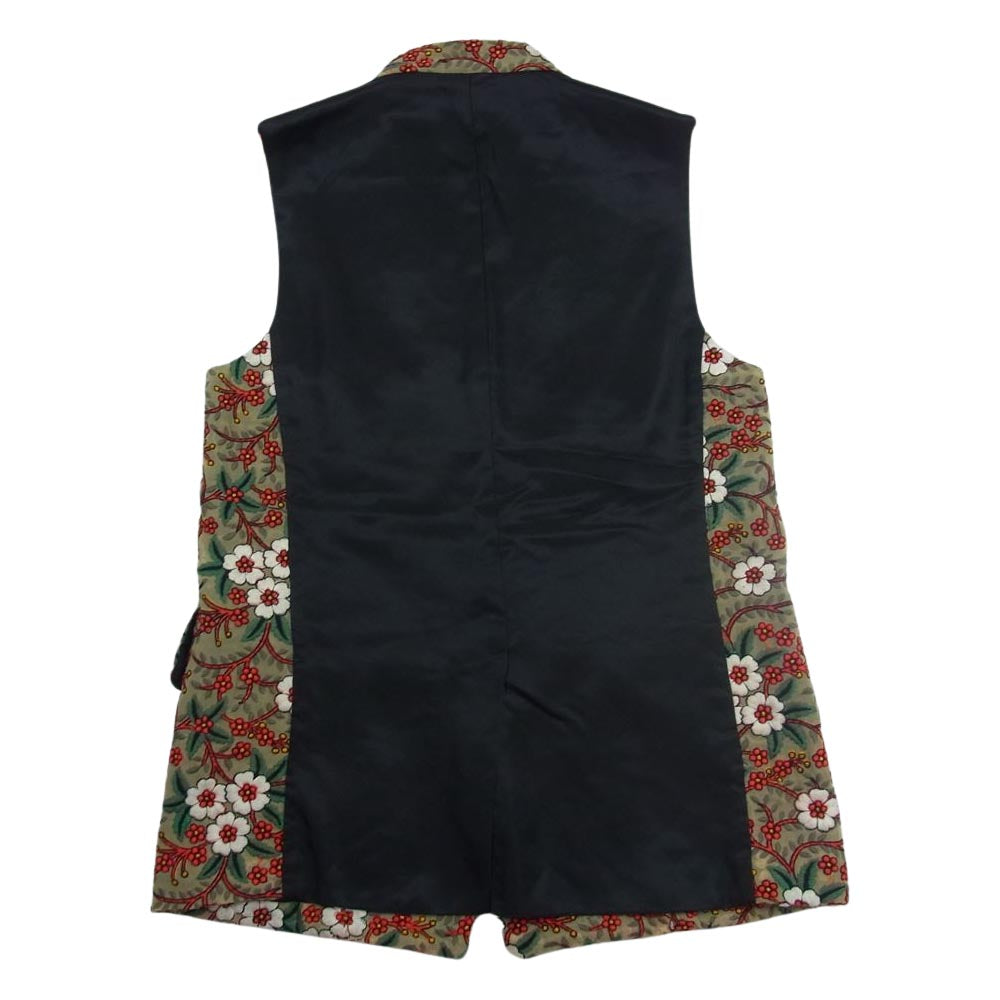 COMME des GARCONS HOMME PLUS コムデギャルソンオムプリュス 18SS PA-V002 DISCO期 ディスコ期 花柄刺繍 前身切替 スタンドカラー ベスト ブラック系 XS【中古】