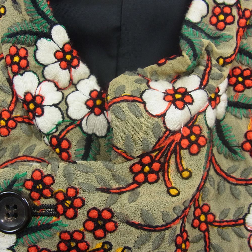 COMME des GARCONS HOMME PLUS コムデギャルソンオムプリュス 18SS PA-V002 DISCO期 ディスコ期 花柄刺繍 前身切替 スタンドカラー ベスト ブラック系 XS【中古】